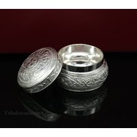 925 Sterling Silber Einzigartige Antikes Design Handgemachte Braut Augen Kajal Box, Surma Kumkum Sindur Kleine Schmuckbox Artikel Stb265 von TribalOrnaments