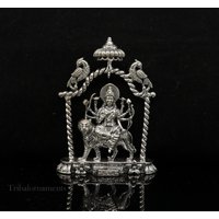 925 Sterling Silber Göttin Amba/Bhawani, Durga, Santoshi Maa, Pooja Artikel, Handgearbeitete Statue Skulptur Erstaunliche Puja Artikel Art176 von TribalOrnaments