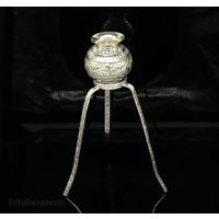 925 Sterling Silber Handarbeit Gott Shiva Lingam Wasserfluss Topf Oder Puja Kalas Für Abhishek Aus Lingam, Bester Verehrer Artikel Indien Su492 von TribalOrnaments