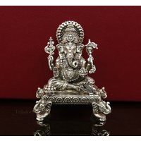 925 Sterling Silber Handarbeit Lord Ganesha Statue Skulptur Oder Ganesh Murti Best Diwali Geschenkartikel R Puja Murti Artikel Art227 von TribalOrnaments