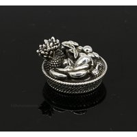 925 Sterling Silber Handgemacht Fabelhaft Vintage Antike Mini Obstkorb Für Puja Oder Anbetung, Massive Diwali Artikel Utensilien Su385 von TribalOrnaments