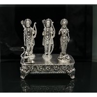 925 Sterling Silber Idole Sri Ram Darbar, Lord Shri Rama Familie, Laxman Und Seeta, Handgefertigte Statue Skulptur Gifting Art Art119 von TribalOrnaments