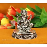 925 Sterling Silber Lord Ganesh Idol, Pooja Artikel, Idole Figur, Handgefertigte Statue Skulptur Geschenk Kunst218 von TribalOrnaments
