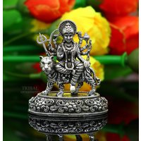 925Er Sterlingsilber Göttin Durga/Bhawani Maa, Pooja Artikel, Silber Idole, Handgefertigte Dekorative Statue Skulptur Erstaunliches Geschenk Art488 von TribalOrnaments