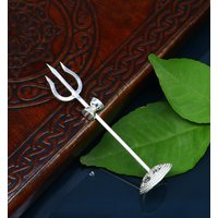 Divine Lord Shiva Trident, Massives Sterling Silber Trishul Puja Artikel Utensilien, Göttin Gott Zubehör Aus Indien Su341 von TribalOrnaments