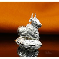 Lord Shiva Vahan Nandi Maharaj Sterling Silber Handgemachter Kleiner Artikel Für Puja, Bestes Geschenk Shiva, Göttliche Statue Su613 von TribalOrnaments