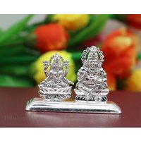 Massiver Sterling Silber Handgemacht Hindu Idole Laxmi Und Kubera Kleine Statue, Puja Artikel Figur, Wohndekor Diwali Geschenk Su573 von TribalOrnaments