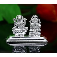 Massiver Sterling Silber Handgemachte Hindu Idole Laxmi Und Ganesha Statue, Puja Artikel Figur, Wohnkultur Diwali Geschenk Art456 von TribalOrnaments