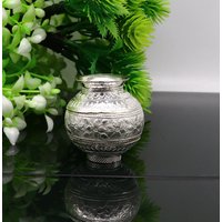 Massives Sterling Silber Handgemacht Uni Kleiner Kalash Oder Topf, Einzigartiger Besonderer Puja Artikel, Wasser Milch Shiva Pot Indien Su348 von TribalOrnaments