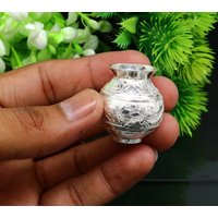 Massives Sterling Silber Handgemacht Uni Kleiner Kalash Oder Topf, Einzigartiger Besonderer Puja Artikel, Wasser Milch Shiva Pot Indien Su350 von TribalOrnaments