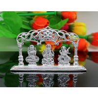 Massives Sterling Silber Handgemachte Hindu Idole Laxmi, Ganesha Und Saraswati Statue, Puja Artikel Figur, Wohnkultur Diwali Geschenk Su532 von TribalOrnaments