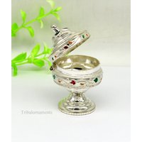 Massives Sterling Silber Unikat Antik Design Handgemacht Bräute Augen Kajal Box, Surma Kumkum Sindur Kleine Schmuckschachtel Artikel Stb233 von TribalOrnaments