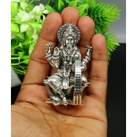 Reine 925 Sterling Silber Handgefertigte Maßgeschneiderte Hindu-Göttin Lakshmi Statue, Puja Artikel Figur, Wohnkultur Diwali Geschenk Rt29 von TribalOrnaments