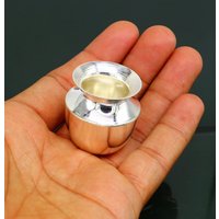 Reines 925 Sterling Silber Handgemacht Uni Kleiner Kalash Oder Topf, Einzigartiger Besonderer Puja Artikel, Wasser Milch Topf Indien Sv220 von TribalOrnaments