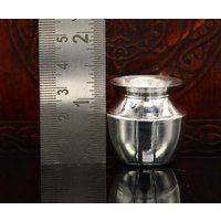 Reines 925 Sterling Silber Handgemacht Uni Kleiner Kalash Oder Topf, Einzigartiger Besonderer Puja Artikel, Wasser Milch Topf Indien Sv221 von TribalOrnaments