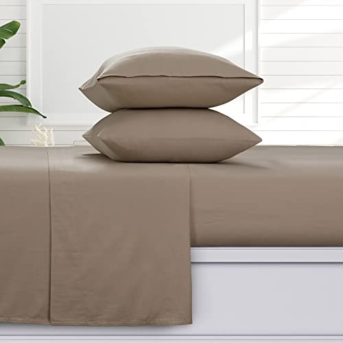 Tribeca Living Flannel Extra Deep Pocket Sheet Set with Oversized Flat, 100% Cotton, Super Soft, Warm, Cozy Bed Sheet, Cal King Camel 170TRFLSS1 von Tribeca Living