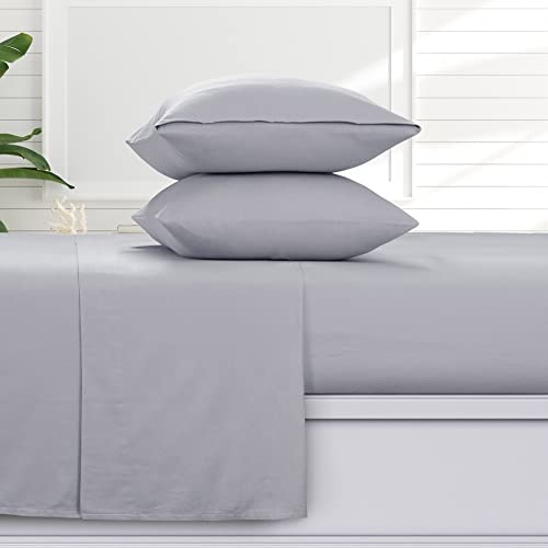 Tribeca Living Solid 170-GSM Flannel Extra Deep Pocket Sheet Set with Oversized Flat, 100% Cotton, Super Soft, Warm, Cozy Bed Sheet, Queen Light Grey,SOLFLASHEQUGR von Tribeca Living