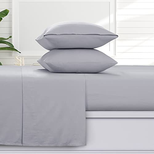 Tribeca Living Bettwäsche-Set für Doppelbett, 170 g/m², Flanell, extra tief, Hellgrau von Tribeca Living