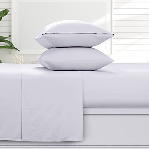 Tribeca Living Solid 170-GSM Flannel Extra Deep Pocket Sheet Set with Oversized Flat, 100% Cotton, Super Soft, Warm, Cozy Bed Sheet, Cal King White SOLFLASHECKWH von Tribeca Living
