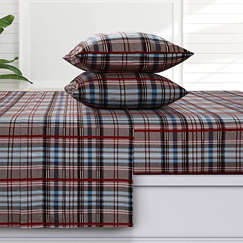 Tribeca Living Brentwood Plaid 170 GSM, Flanell, extra tief, für Doppelbett, XL, Braun von Tribeca Living