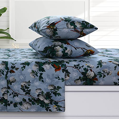 Tribeca Living Celina Floral 170 g/m² Flanell-Bettlaken-Set, extra tief, für Doppelbett, Mehrfarbig von Tribeca Living