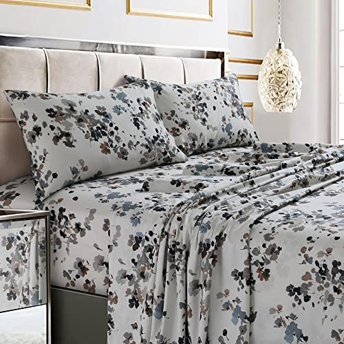 Tribeca Living Bettwäsche-Set, Lange Einzelbett-Größe (Twin XL Size), Fadenzahl 300, weicher Baumwollsatin, Blumendruck, extra Tiefe Taschen, 3-teiliges Bettwäsche-Set, Grau (Lisbon Grey)/Mehrfarbig Tribeca Living Bettwäsche-Set, Lange Einzelbett-Größe (Twin XL Size), Fadenzahl 300, weicher Baumwollsatin, Blumendruck, extra Tiefe Taschen, 3-teiliges Bettwäsche-Set, Grau (Lisbon Grey)/Mehrfarbig von Tribeca Living
