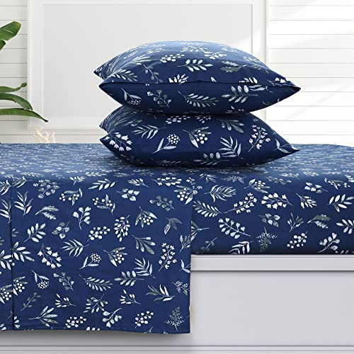 Tribeca Living Eva Floral 170 g/m² Flanell-Bettlaken-Set, extra tief, für Kingsize-Bett, Grau von Tribeca Living