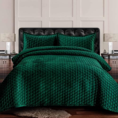 Tribeca Living Luganoquitweg Lugano Velvet Oversized Quilt Set, Samt, smaragdgrün, Twin von Tribeca Living