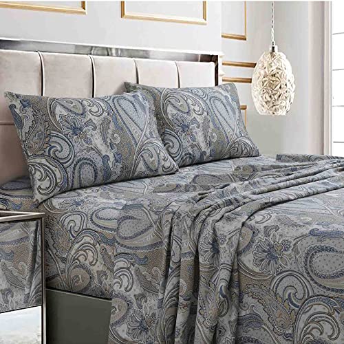 Tribeca Living Bettwäsche-Set, kleine Doppelbett-Größe (Full Size), Fadenzahl 300, weicher Baumwollsatin, Blumendruck, extra Tiefe Taschen, 4-teiliges Bettwäsche-Set, Grau (Park)/Mehrfarbig Tribeca Living Bettwäsche-Set, kleine Doppelbett-Größe (Full Size), Fadenzahl 300, weicher Baumwollsatin, Blumendruck, extra Tiefe Taschen, 4-teiliges Bettwäsche-Set, Grau (Park)/Mehrfarbig von Tribeca Living