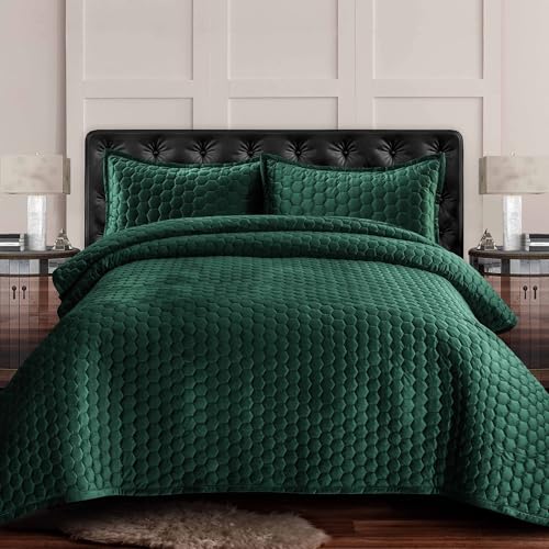 Tribeca Living Velvet Twin Quilt Set - Zweiteiliges Lugano Wabenstich Bettwäsche, superweicher 260 g/m² Samt, übergroße Steppdecke und 1 Kissenbezug, Blaugrün Tribeca Living Velvet Twin Quilt Set - Zweiteiliges Lugano Wabenstich Bettwäsche, superweicher 260 g/m² Samt, übergroße Steppdecke und 1 Kissenbezug, Blaugrün von Tribeca Living