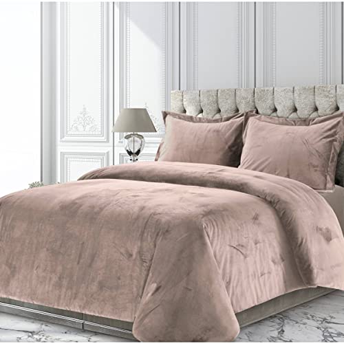 Tribeca Living Veniceduvetkita Venice Bettbezug-Set, Samt, Übergröße, einfarbig, Kingsize, Taupe von Tribeca Living