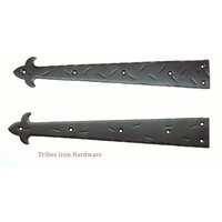 2 Falsche Scharnierfronten, Handgeschmiedete Flache Metallplatte 13 "Schmiedeeisen Dekorative Türbeschläge Garagentor Scheune Schuppen Riemen von TribesIronHardware
