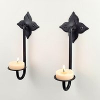 2 Handgeschmiedete Kerzenleuchter, Wand Hing Rustikale Kerzenhalter Black Metal Decor Schmiedeeisen Sticks Weihnachtsgeschenk Schmied von TribesIronHardware