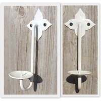 2 Handgeschmiedete Kerzenleuchter Wand Hing Stern Kerzenhalter Elfenbein Creme Weiß Metall Dekor Weihnachtsgeschenk 6, 7 "Schmiedeeisen Paar von TribesIronHardware