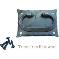 Rückplatte Schrank Ring Ziehen Griff, Schmiedeeisen Schublade Pull, Antike Brust Stamm Decke Box Küchenschrank Türgriff Handschmiede Metall von TribesIronHardware