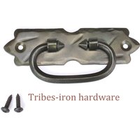 Schrank Rückplatte Ring Pull Schublade Griff Handschmiede Schmiedeeisen Kommode Antike Decke Box Stammtür Küchenschrank Schwarz Metall von TribesIronHardware