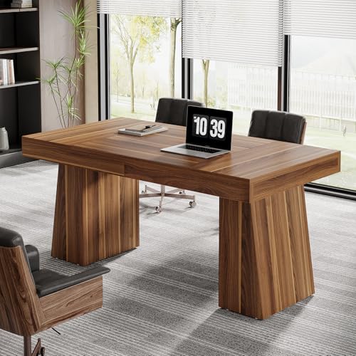 Tribesigns 140 cm Schreibtisch, Moderner Home-Office-Schreibtisch mit Doppeltem Trapezfuß, Holz-Computertisch, Business-Arbeitsplatz, Kleiner Konferenztisch, Braun Tribesigns 140 cm Schreibtisch, Moderner Home-Office-Schreibtisch mit Doppeltem Trapezfuß, Holz-Computertisch, Business-Arbeitsplatz, Kleiner Konferenztisch, Braun von Tribesigns
