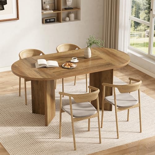 Tribesigns 160 cm Rustikaler Ovaler Esstisch für 4-6 Personen, Stabiler MDF Bauernküchentisch mit Metallstreifensockel, für Wohnzimmer, Büro, Restaurant, Vielseitig einsetzbar, Umber Tribesigns 160 cm Rustikaler Ovaler Esstisch für 4-6 Personen, Stabiler MDF Bauernküchentisch mit Metallstreifensockel, für Wohnzimmer, Büro, Restaurant, Vielseitig einsetzbar, Umber von Tribesigns