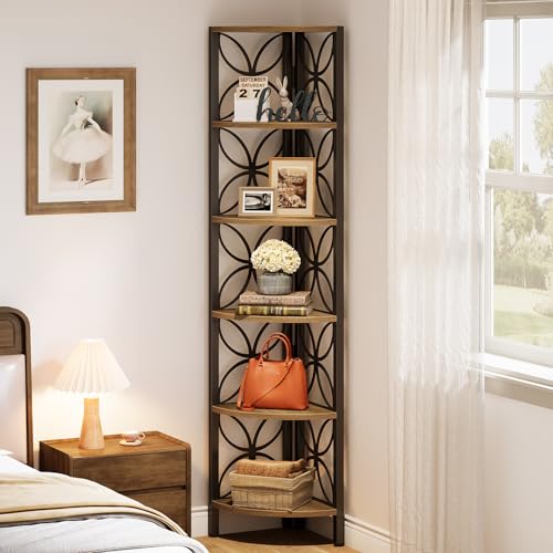 Tribesigns 6-Tier Eckregal, 180cm hoch schmales Bücherregal Aufbewahrungsregal, Etagere Regale Display Stand für kleine Räume, rustikales offenes Bücherregal Ecke Quadrat Regal Turm für Wohnzimmer Tribesigns 6-Tier Eckregal, 180cm hoch schmales Bücherregal Aufbewahrungsregal, Etagere Regale Display Stand für kleine Räume, rustikales offenes Bücherregal Ecke Quadrat Regal Turm für Wohnzimmer von Tribesigns