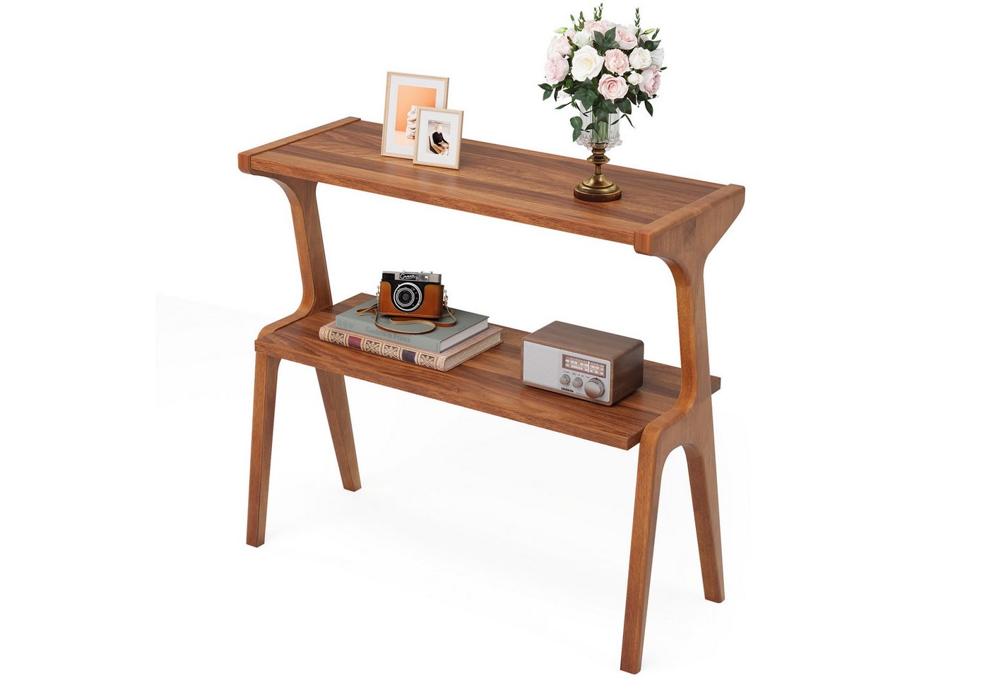 Tribesigns Beistelltisch 2-tier Sofatisch mit Massivholzbeinen, Beistelltisch mit Ablagefläche Tribesigns Beistelltisch 2-tier Sofatisch mit Massivholzbeinen, Beistelltisch mit Ablagefläche von Tribesigns
