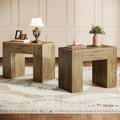 Tribesigns Beistelltisch 2er-Set, Rechteckiger Sofatisch mit Robusten Beinen, Nachttisch für Wohnzimmer, Schlafzimmer, 80 x 40 x 65,5 cm (Braun Tribesigns Beistelltisch 2er-Set, Rechteckiger Sofatisch mit Robusten Beinen, Nachttisch für Wohnzimmer, Schlafzimmer, 80 x 40 x 65,5 cm (Braun von Tribesigns