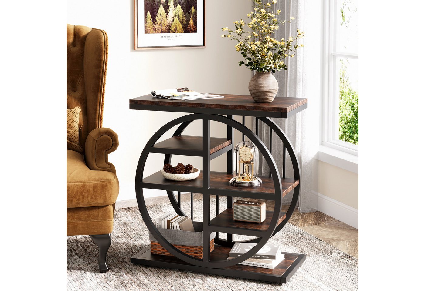 Tribesigns Beistelltisch 5-Tier Beistelltisch Schmaler Holz, 60 x 30 cm Couchtisch Sofatisch Tribesigns Beistelltisch 5-Tier Beistelltisch Schmaler Holz, 60 x 30 cm Couchtisch Sofatisch von Tribesigns