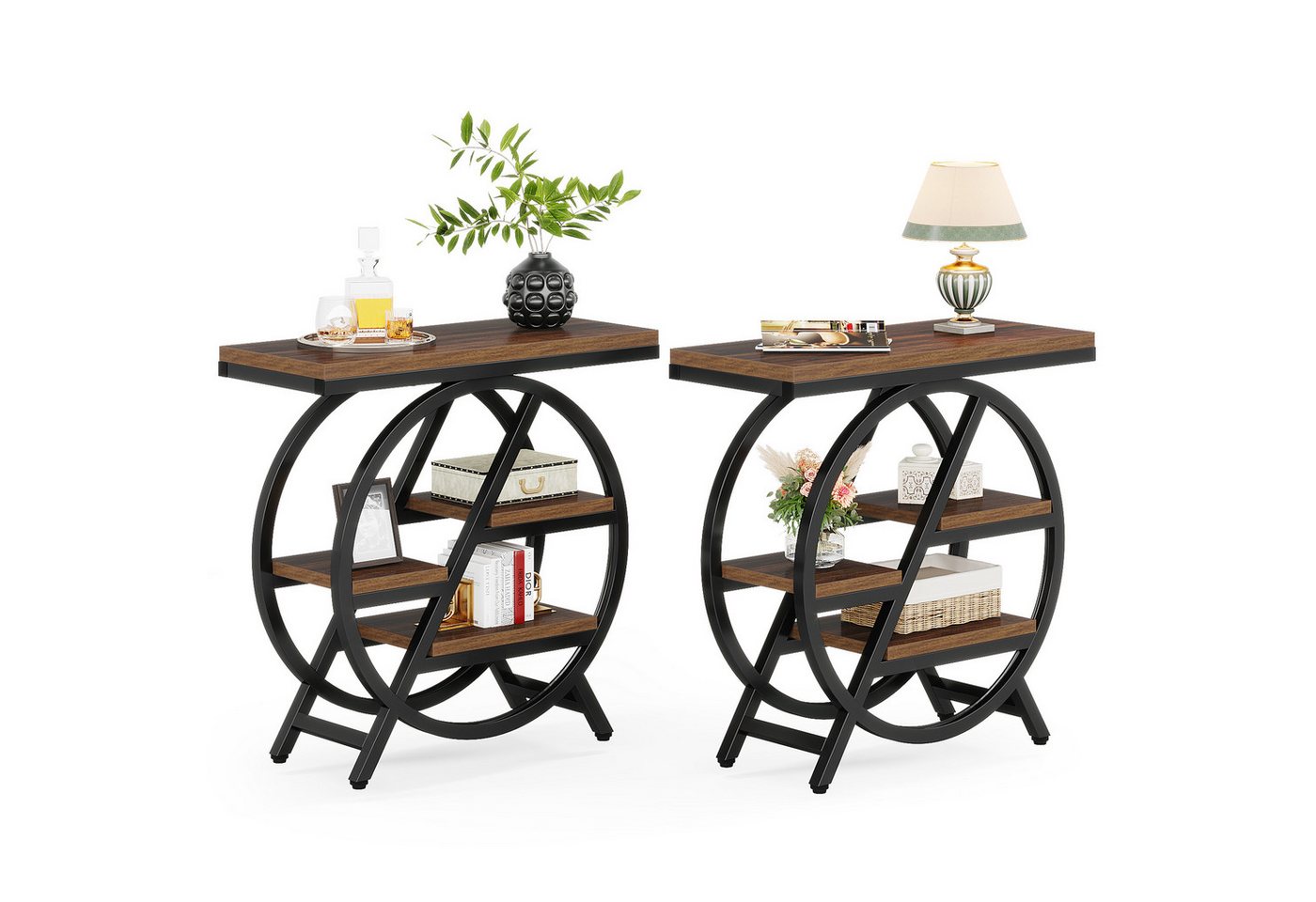 Tribesigns Beistelltisch 65cm Couchtische, Sofatisch mit 3 Ablagen, Couchtisch mit Metallrahmen von Tribesigns