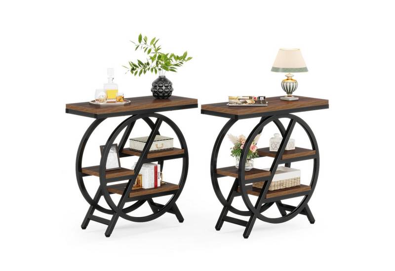 Tribesigns Beistelltisch 65cm Couchtische, Sofatisch mit 3 Ablagen, Couchtisch mit Metallrahmen von Tribesigns