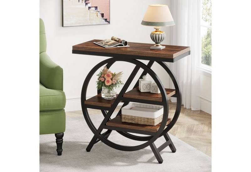 Tribesigns Beistelltisch 65cm Couchtische, Sofatisch mit 3 Ablagen, Couchtisch mit Metallrahmen von Tribesigns