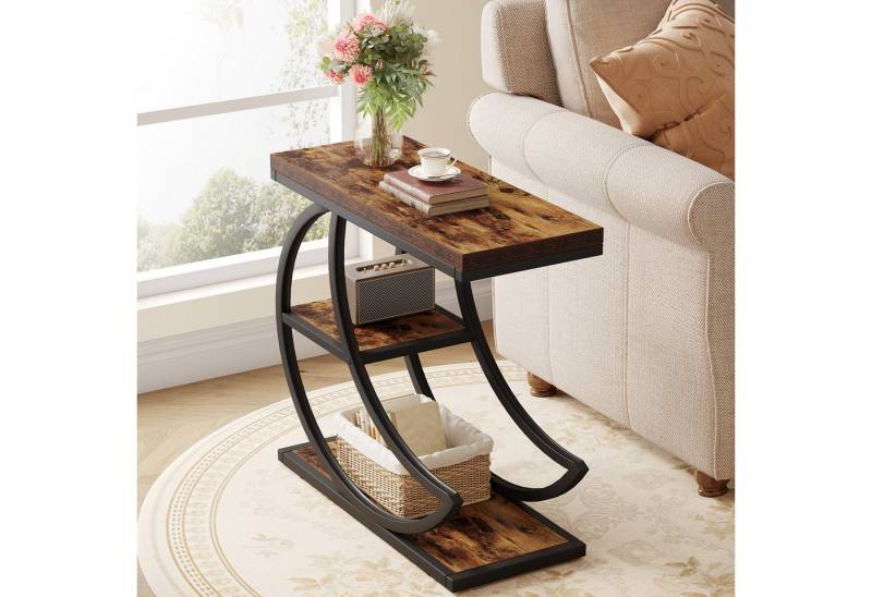 Tribesigns Beistelltisch Industrielle Beistelltische mit 3 Ablageflächen Couchtisch von Tribesigns