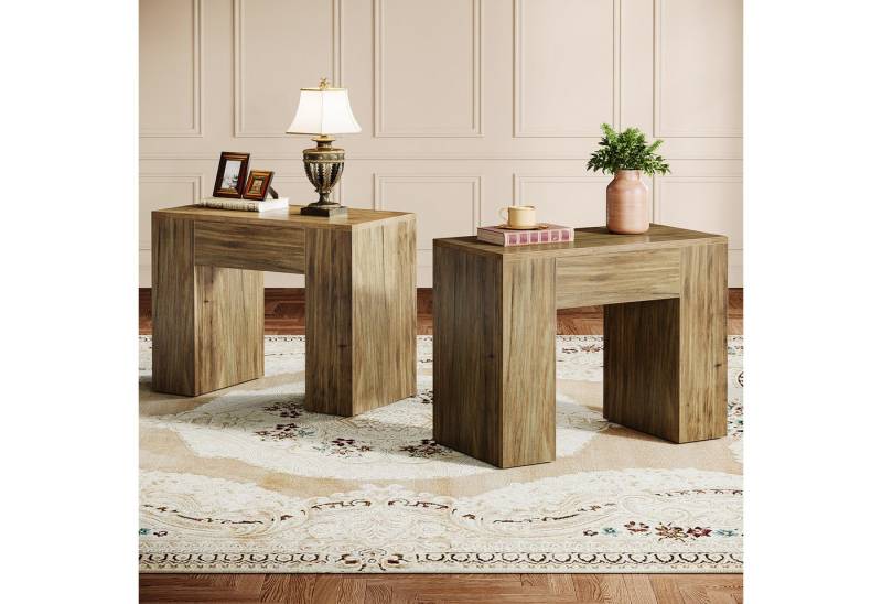 Tribesigns Beistelltisch Rechteckiger Sofatisch mit Robusten Beinen, Nachttisch für Wohnzimmer von Tribesigns