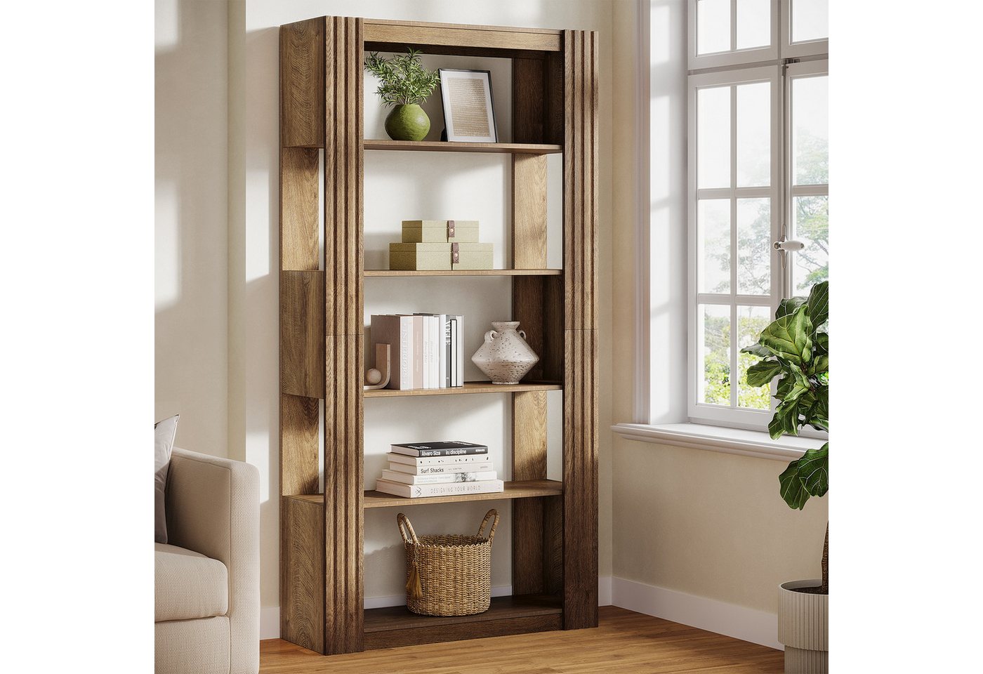 Tribesigns Bücherregal 180 cm hohes Standregal mit 5 Ebenen, offene Ablagen, Regal Tribesigns Bücherregal 180 cm hohes Standregal mit 5 Ebenen, offene Ablagen, Regal von Tribesigns