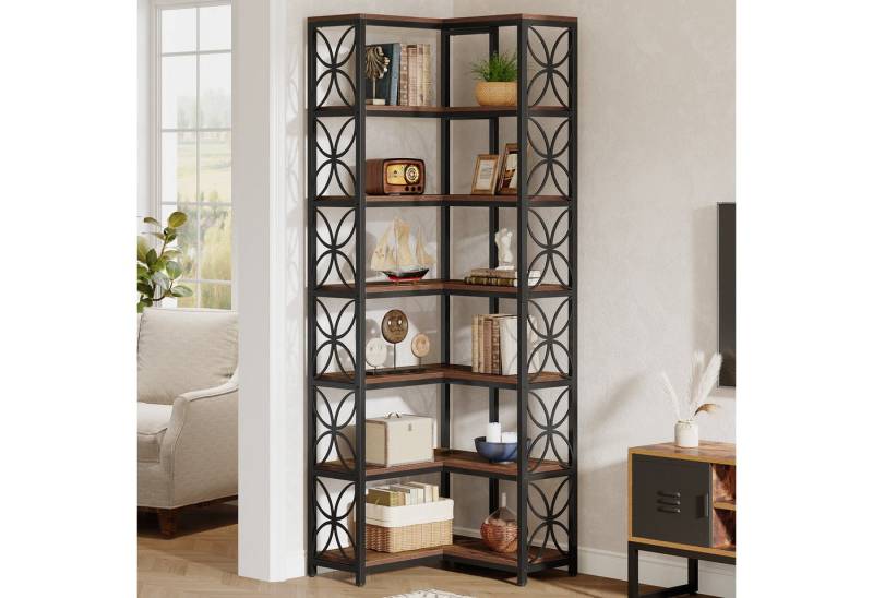 Tribesigns Bücherregal 200 cm Hoch Eckregal, 7-stöckiges L-förmiges Eckregal aus Holz von Tribesigns