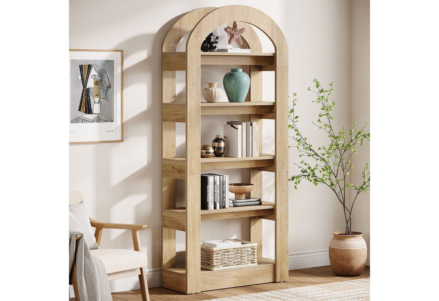 Tribesigns Bücherregal 5-stöckiges Bücherregal, bogenförmige Regale, 180 cm Standregal Tribesigns Bücherregal 5-stöckiges Bücherregal, bogenförmige Regale, 180 cm Standregal von Tribesigns